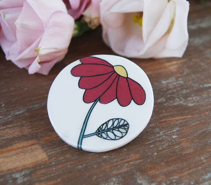 Red Flower Brooch